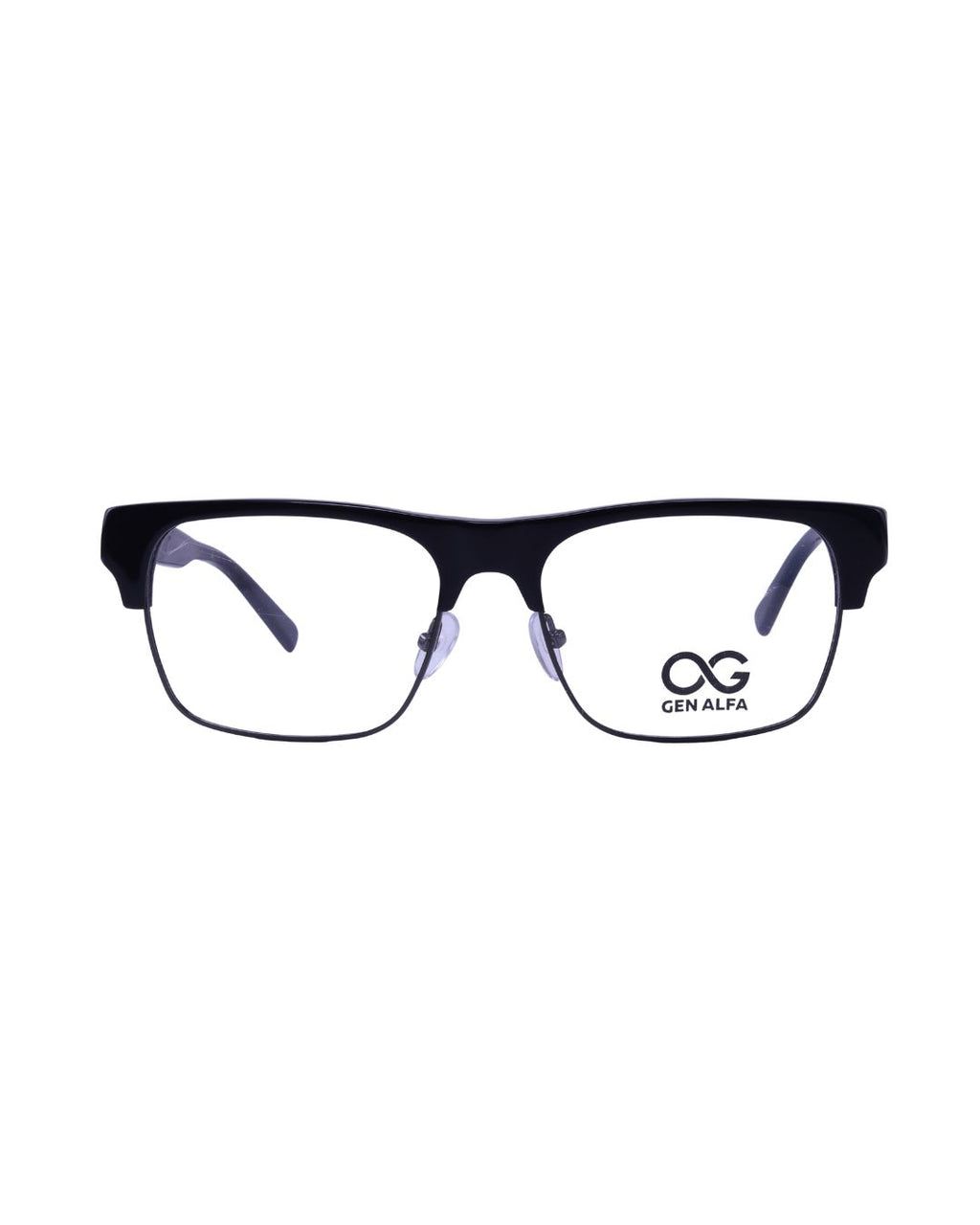 GEN ALFA VisionEdge Unisex Half-Rim Eyeglass Frame – Lightweight Black Metal Spectacles for Men & Women