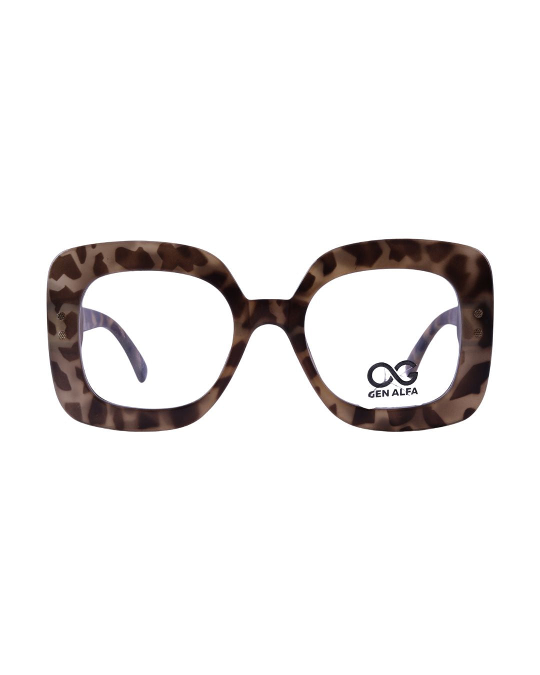 GEN ALFA Leopard Luxe Square Frame – Unisex Fashion Eyeglass Frame