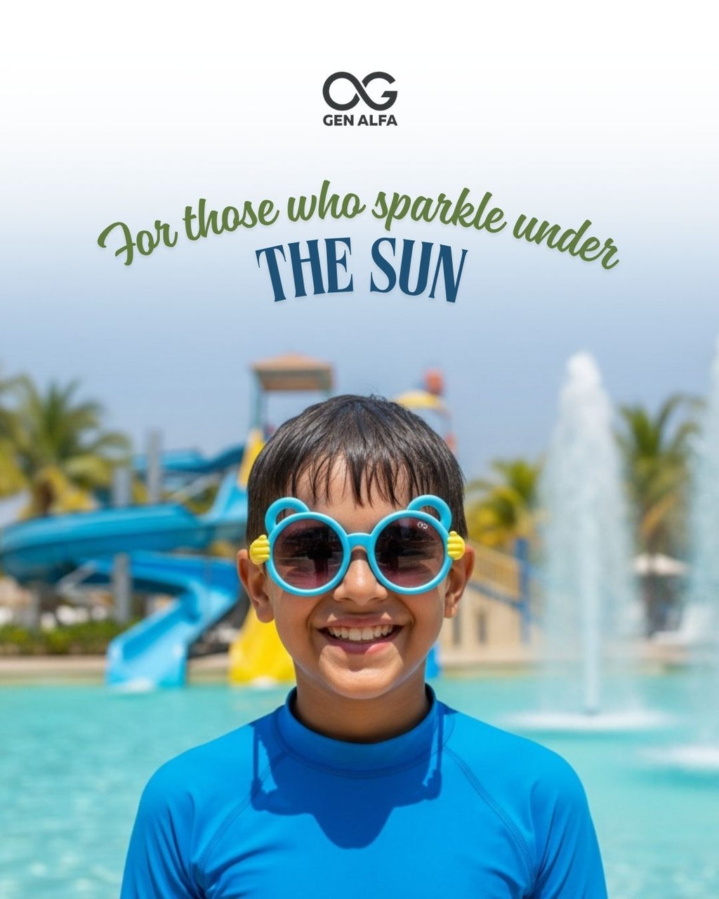 GEN ALFA Lil’ Monkey Hug Kids Sunglasses – UV400 Protected | Blue