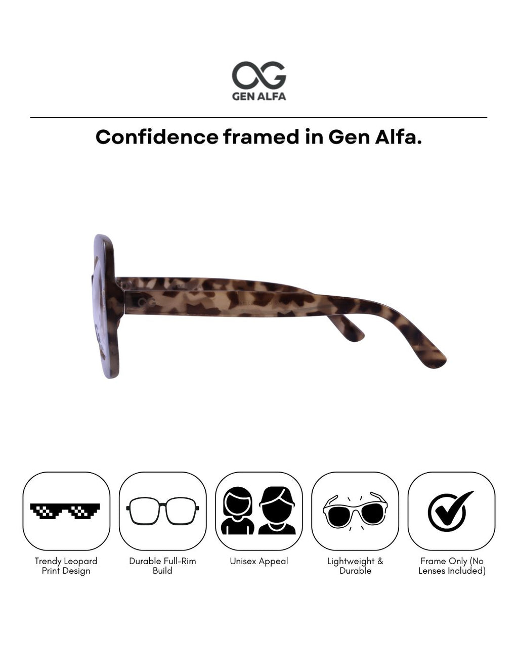 GEN ALFA Leopard Luxe Square Frame – Unisex Fashion Eyeglass Frame