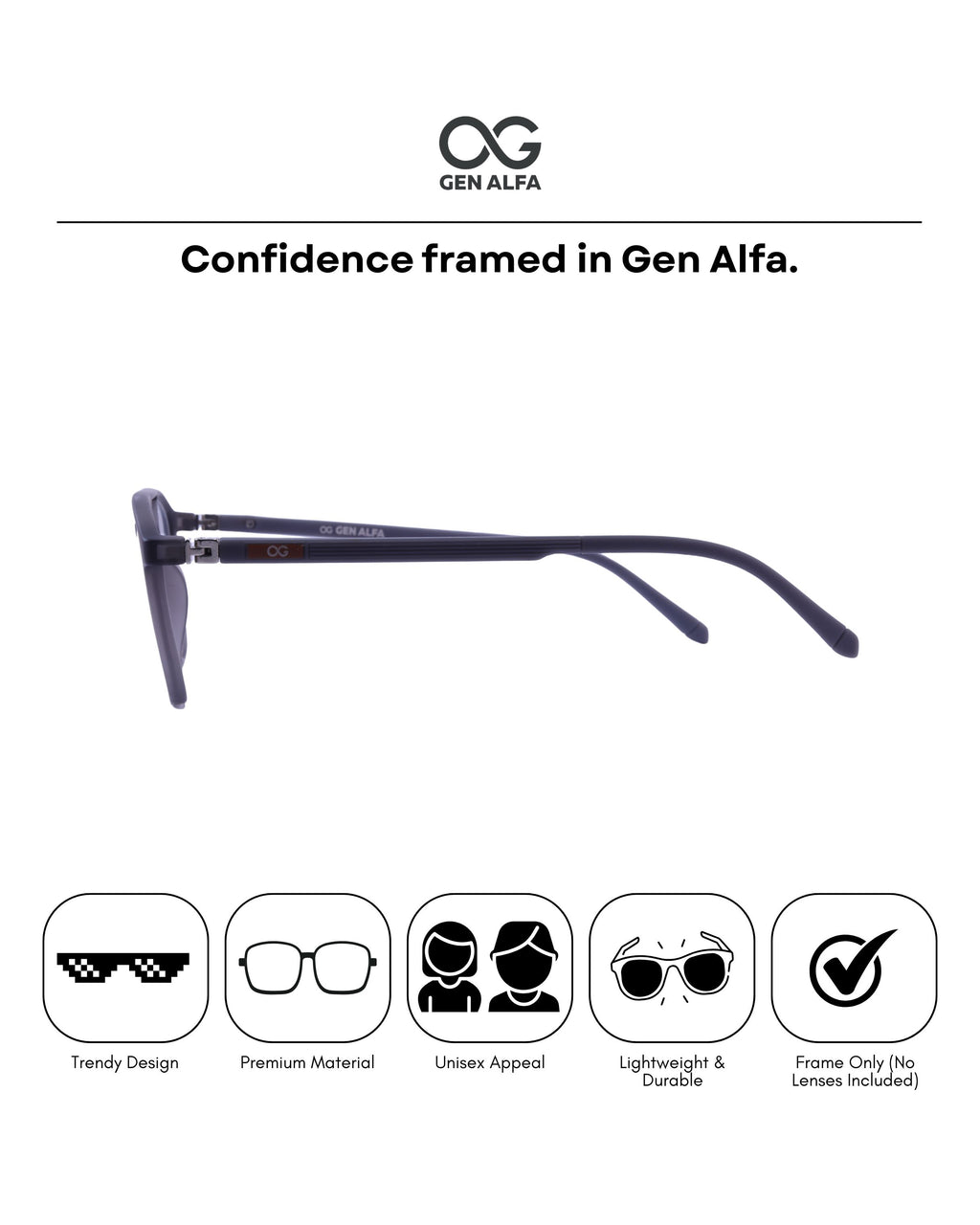 GEN ALFA Gravity Grey Unisex Eyeglass Frame