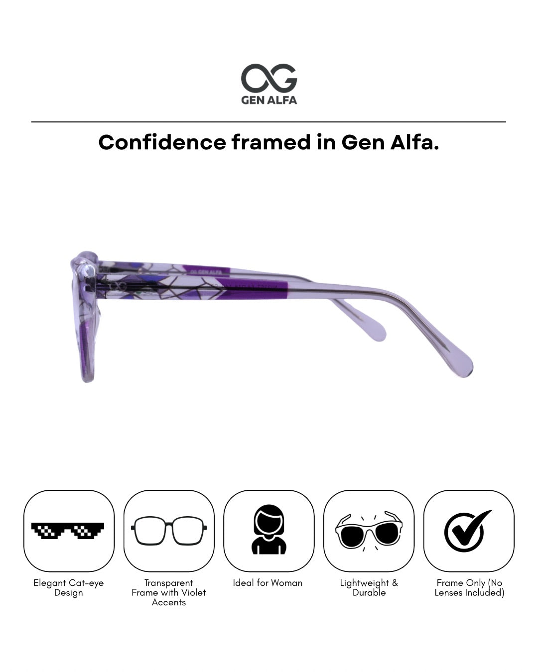 GEN ALFA Aurora Violet Women’s Cat-Eye Eyeglass Frame