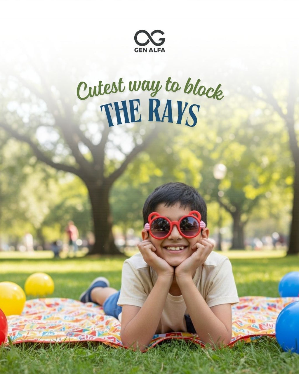 GEN ALFA Lil’ Monkey Hug Kids Sunglasses – UV400 Protected | Blue