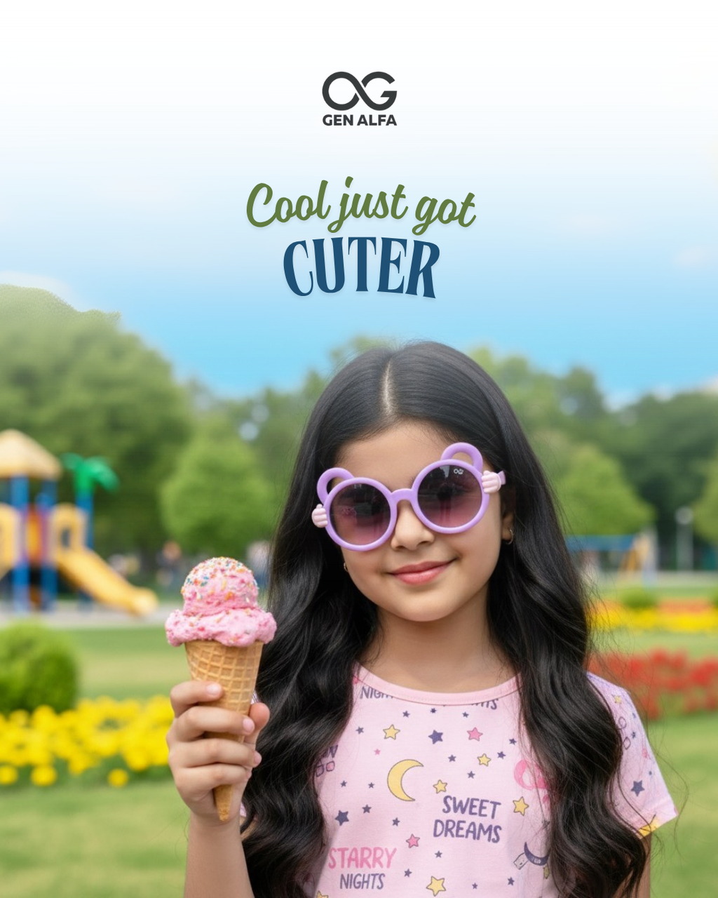 GEN ALFA Lil’ Monkey Hug Kids Sunglasses – UV400 Protected | Blue