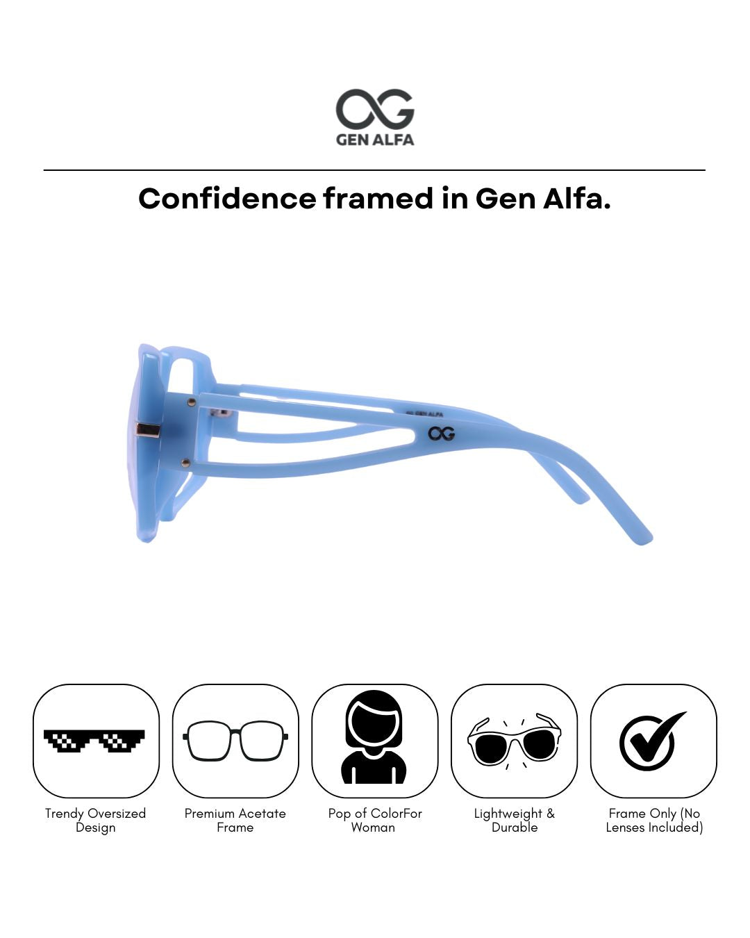 GEN ALFA Sky Luxe Blue Oversized Women’s Eyeglass Frame