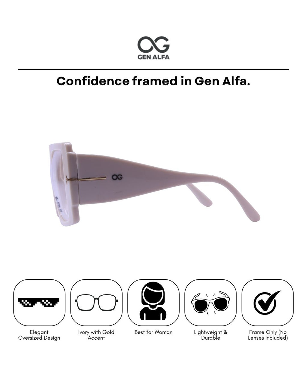 GEN ALFA Ivory Muse Oversized Women’s Eyeglass Frame