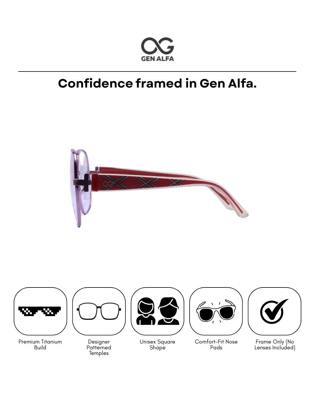 GEN ALFA VertexLite Square Titanium Unisex Eyeglass Frame