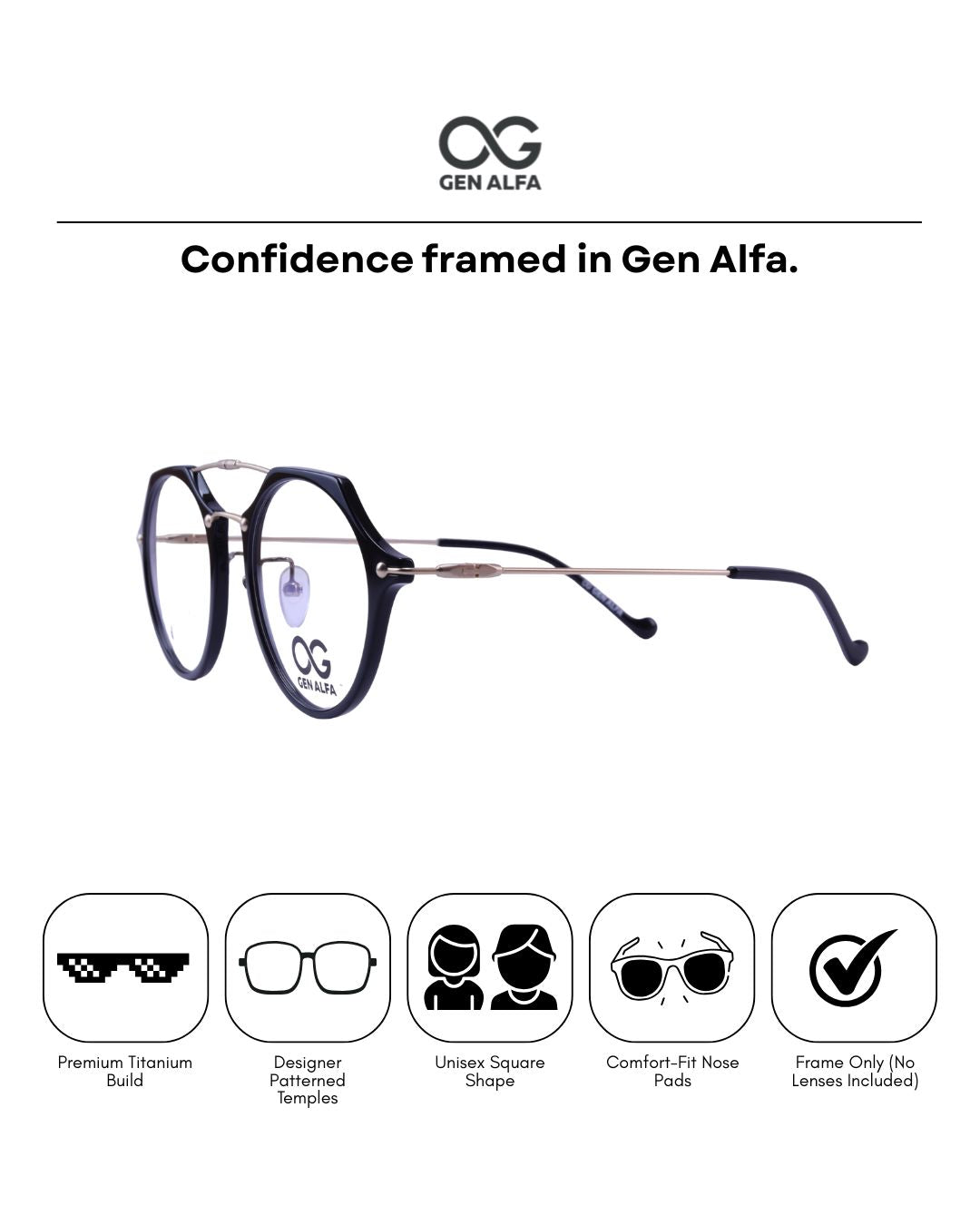 GEN ALFA HexaLite Titanium Unisex Eyeglass Frame