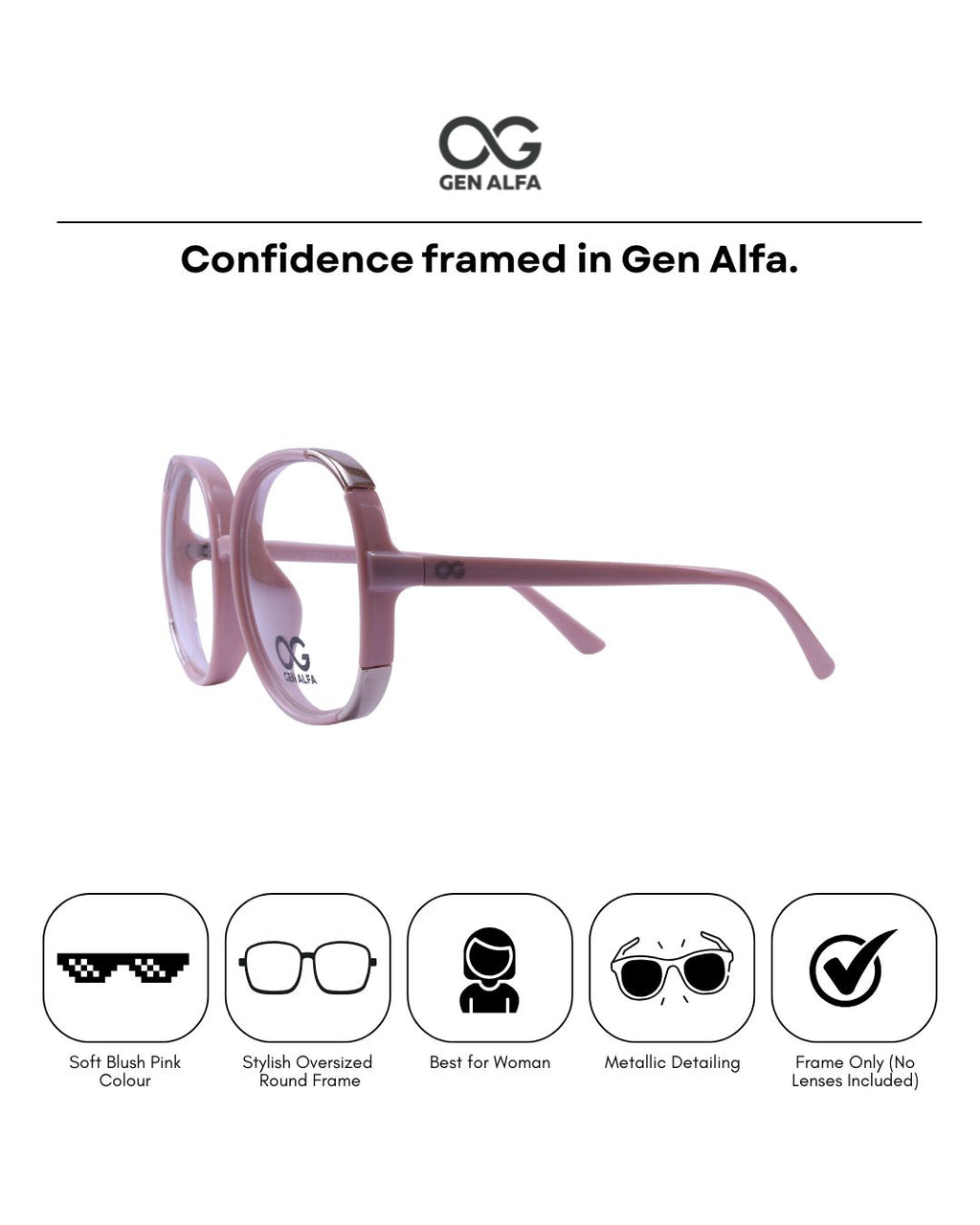 GEN ALFA BlushAura Oversized Women’s Round Eyeglass Frame