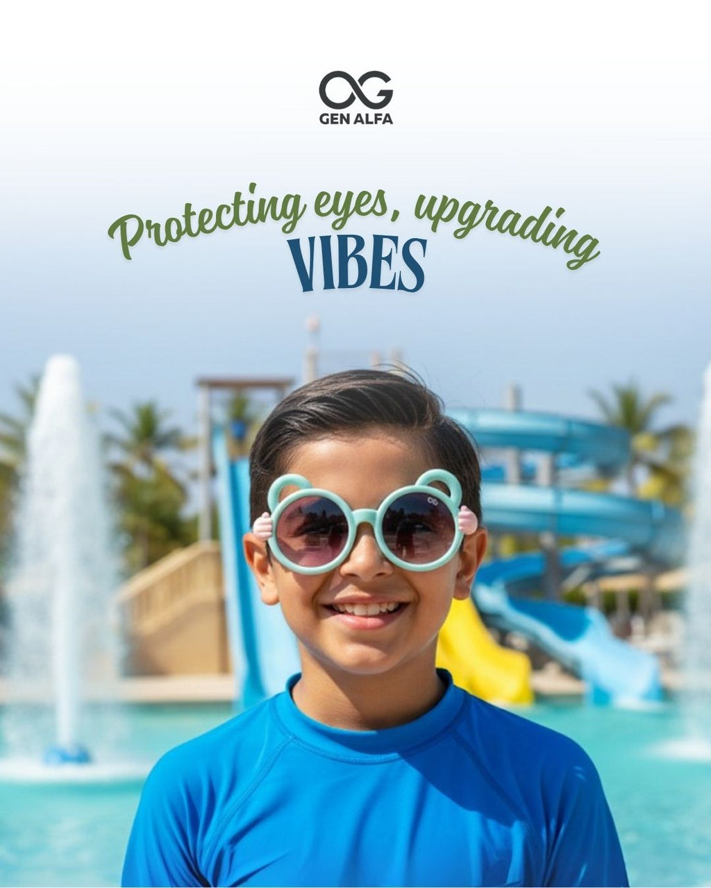 GEN ALFA Lil’ Monkey Hug Kids Sunglasses – UV400 Protected | Blue