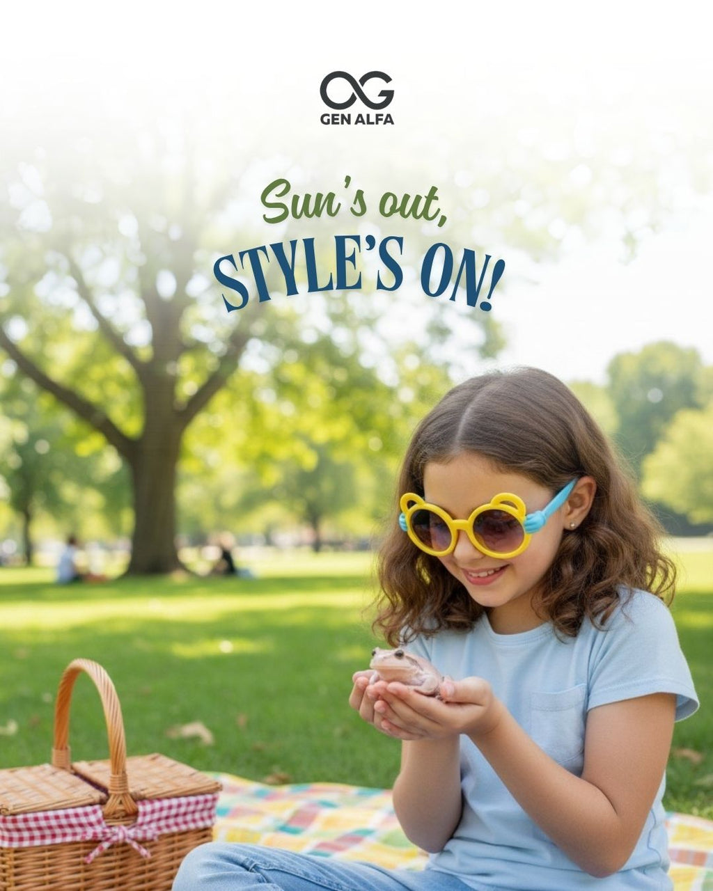 GEN ALFA Lil’ Monkey Hug Kids Sunglasses – UV400 Protected | Blue