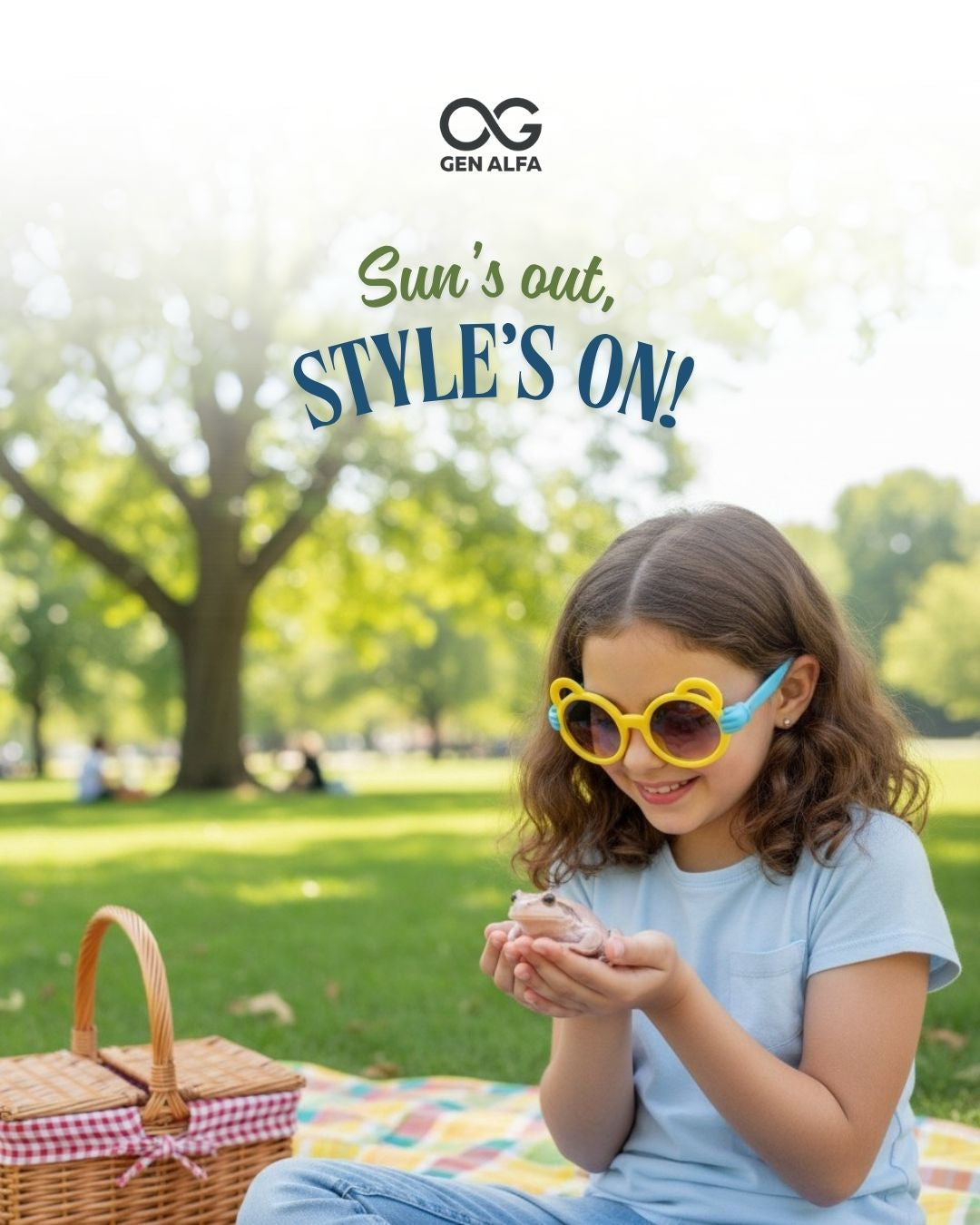 GEN ALFA Lil’ Monkey Hug Kids Sunglasses – UV400 Protected | Blue