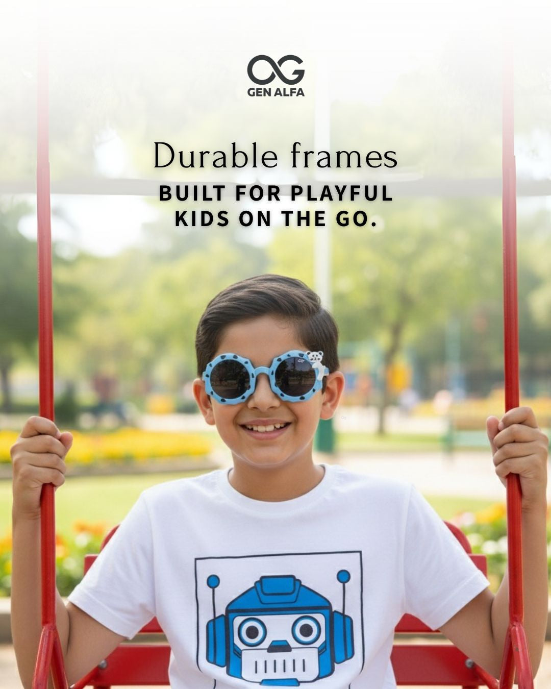 GEN ALFA Kids Sunglasses – Cute Bear Edition | UV400 Protection | Round Frame | Blue