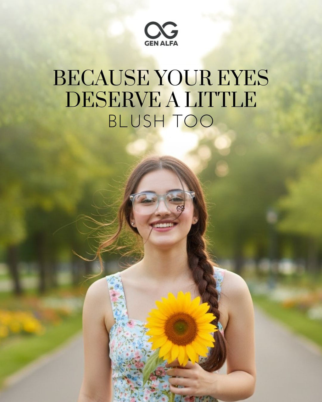 GEN ALFA CrystalBlush Transparent Blue-Peach Eyeglass Frame for Women