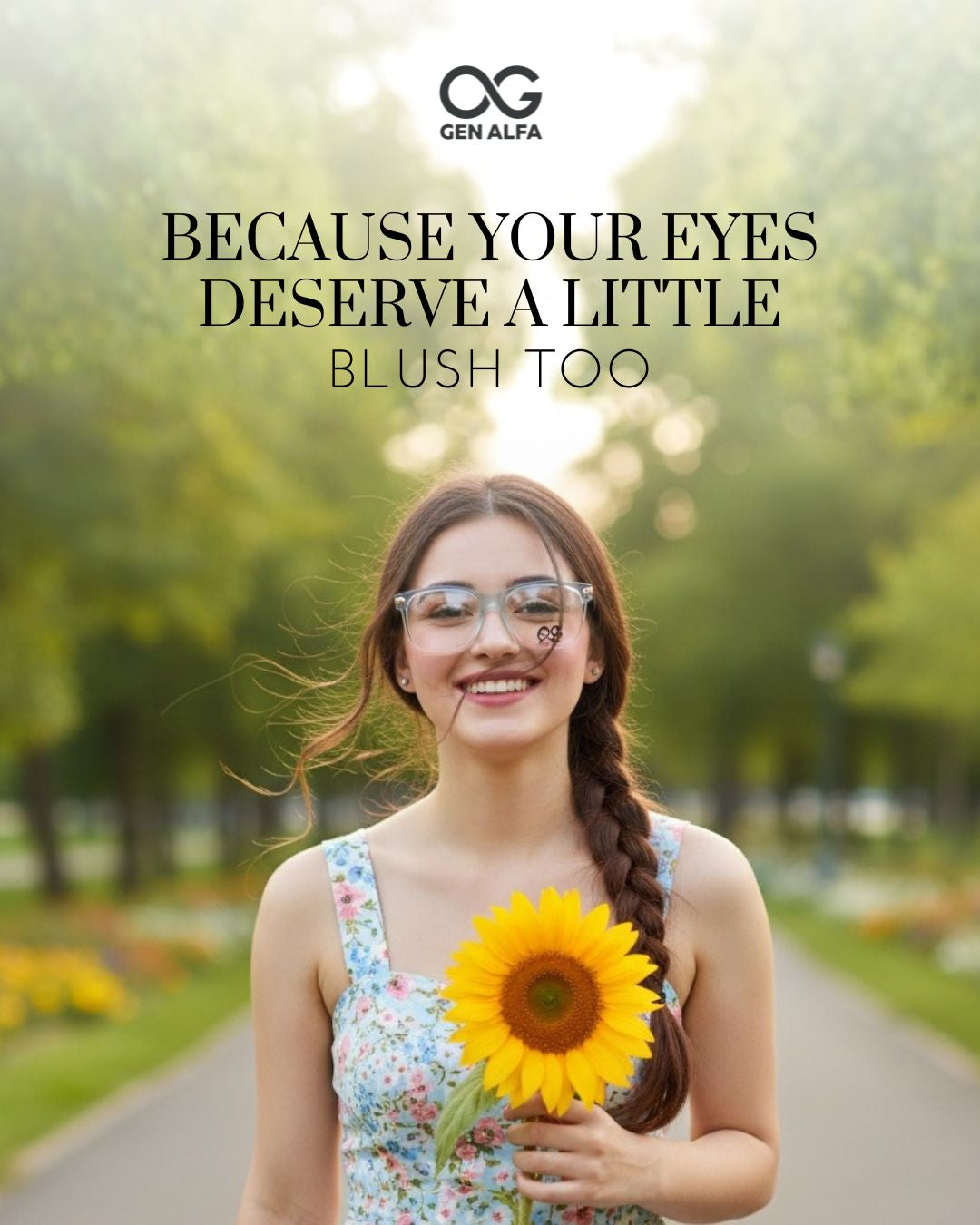 GEN ALFA CrystalBlush Transparent Blue-Peach Eyeglass Frame for Women