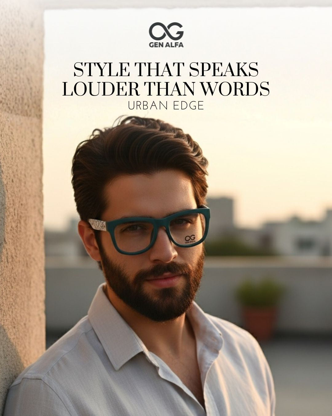 GEN ALFA Urban Edge Green-White Unisex Full-Rim Eyeglass Frame