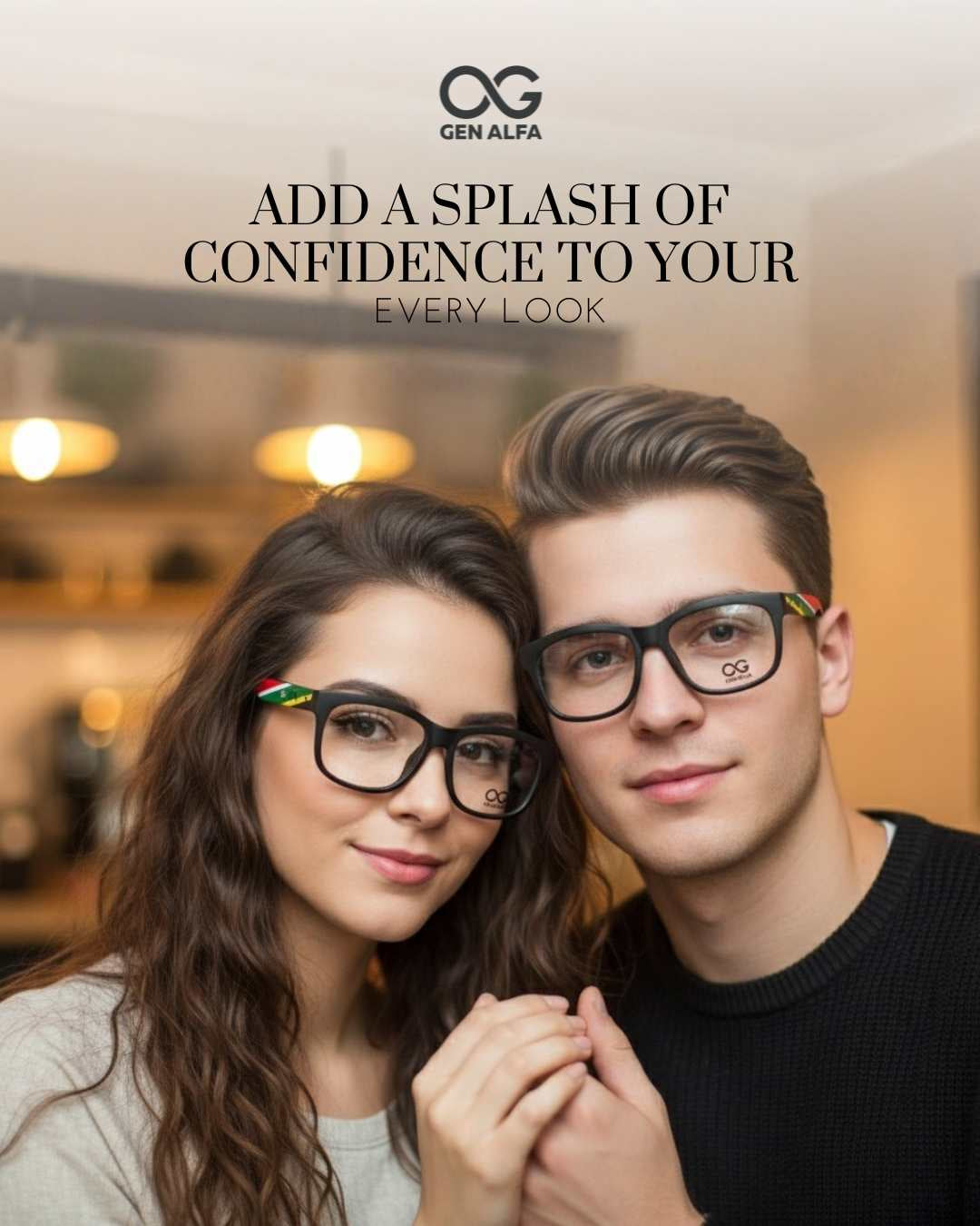 GEN ALFA Spectrum Edge Unisex Black Full-Rim Eyeglass Frame