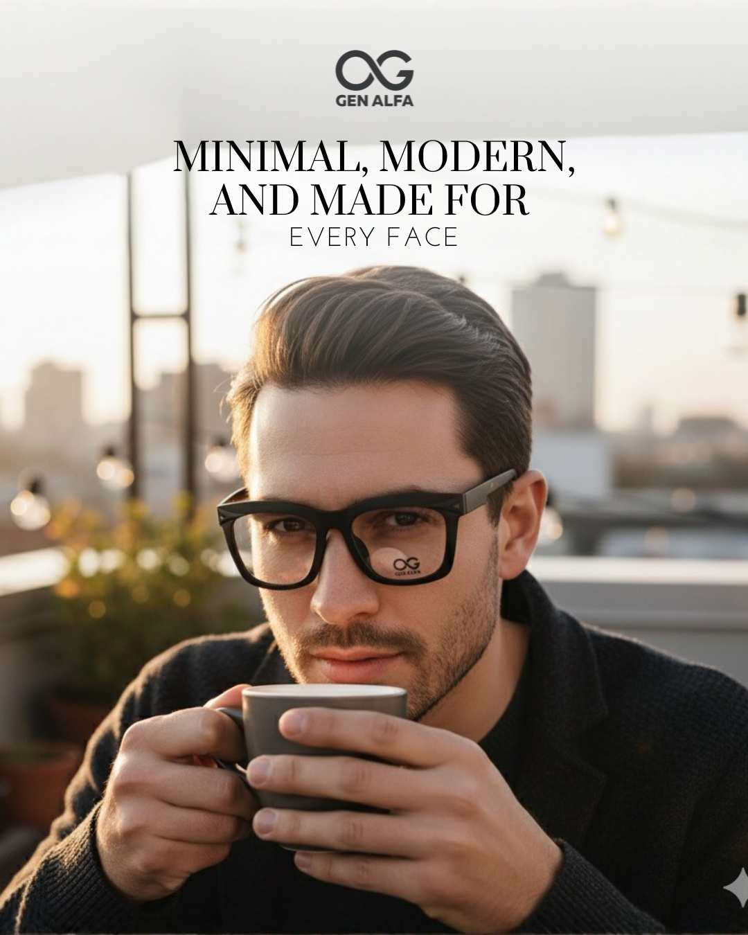 GEN ALFA BoldVision Matte Black Unisex Full-Rim Eyeglass Frame | Classic Square Design