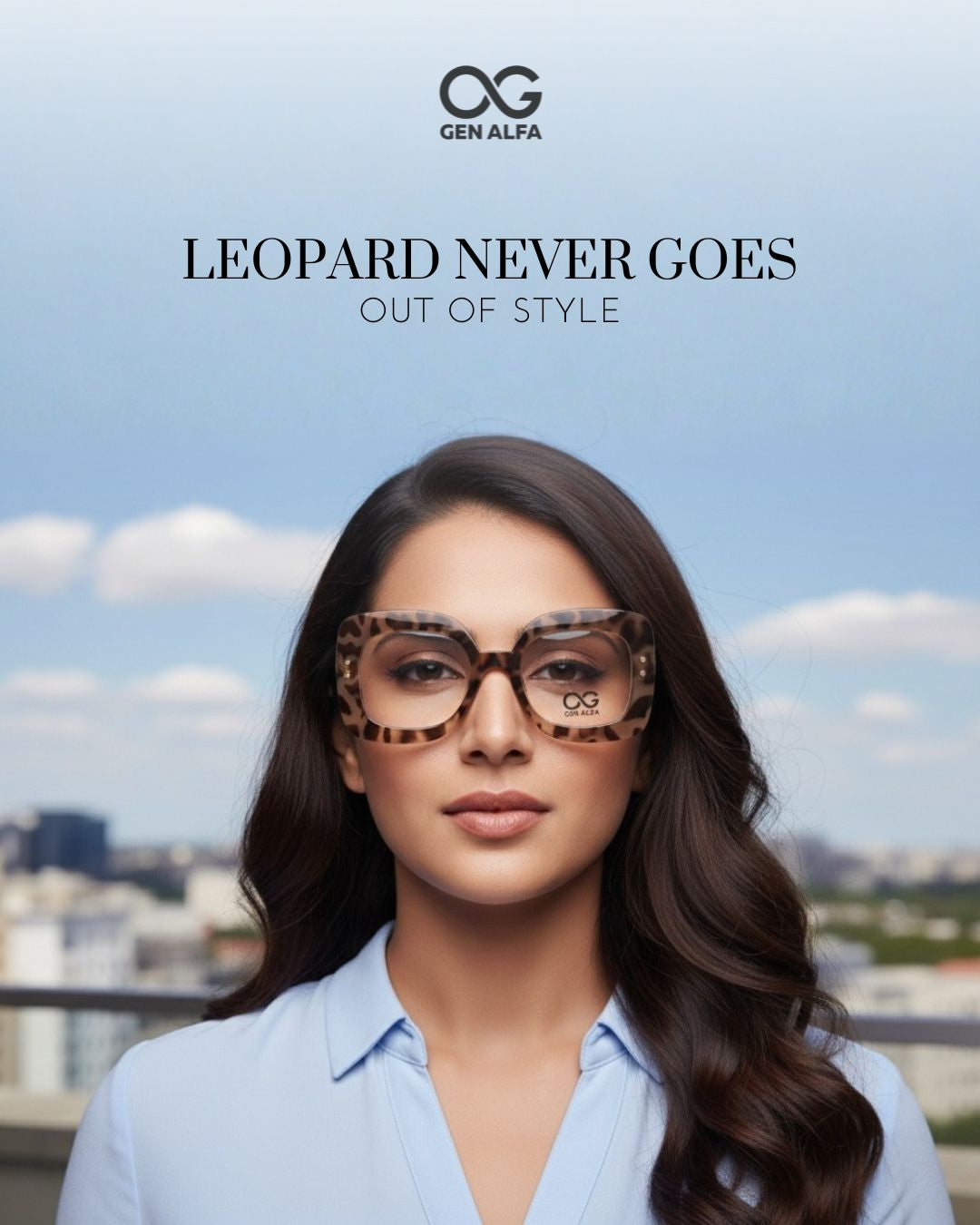 GEN ALFA Leopard Luxe Square Frame – Unisex Fashion Eyeglass Frame