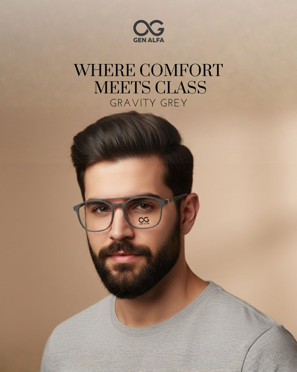 GEN ALFA Gravity Grey Unisex Eyeglass Frame
