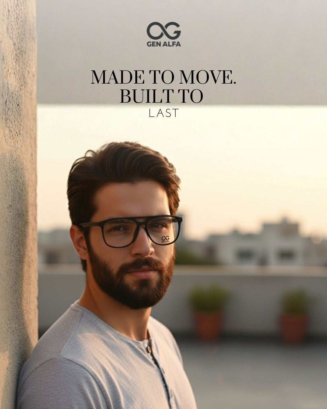 GEN ALFA Aero Black Unisex Eyeglass Frame – Lightweight Aviator Style