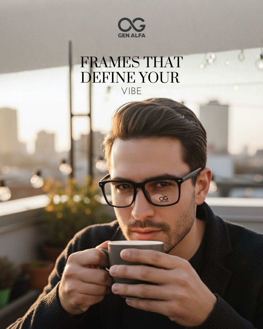 GEN ALFA VisionPro Black Square Eyeglass Frame