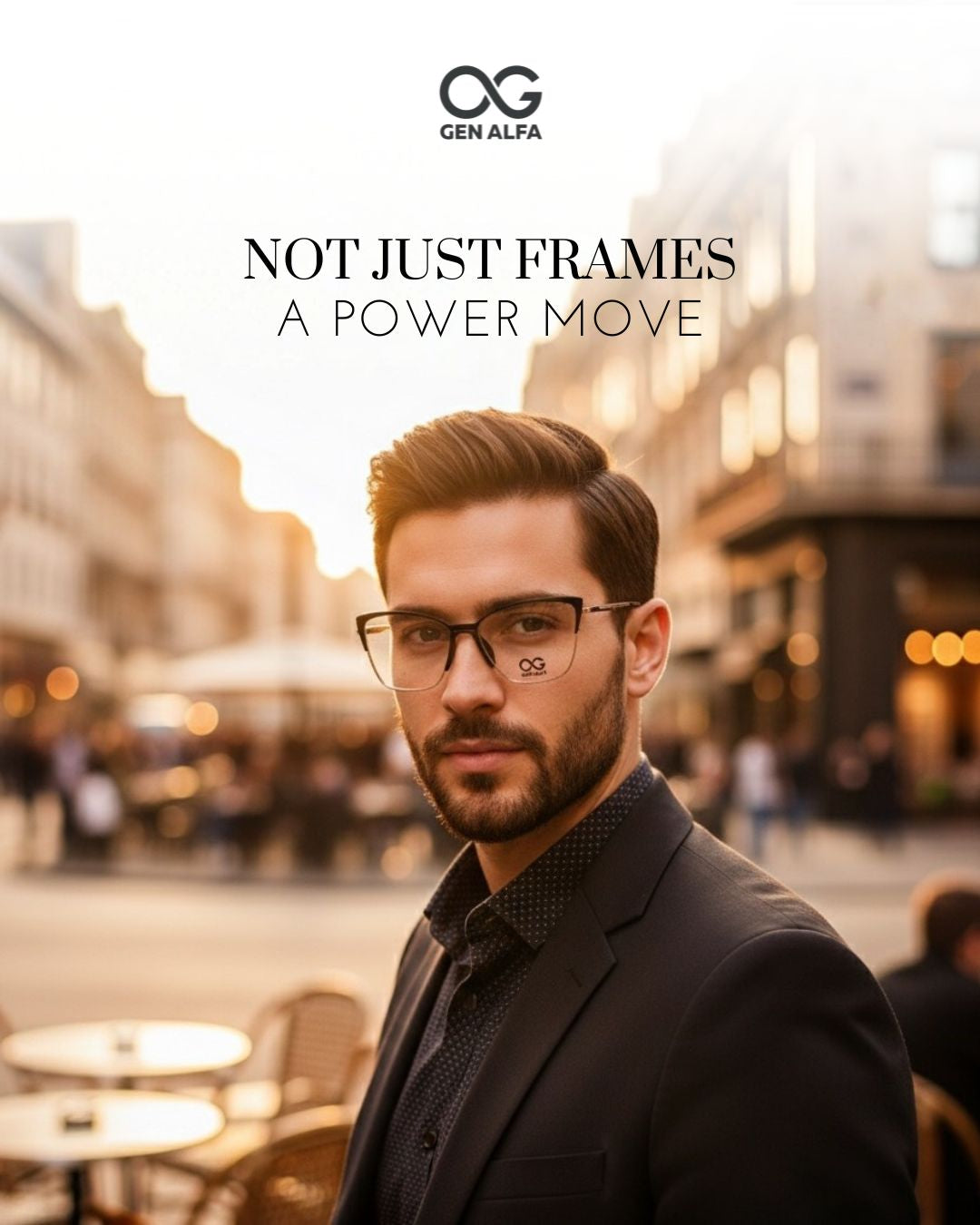 GEN ALFA Monarch Black-Gold Men’s Square Eyeglass Frame