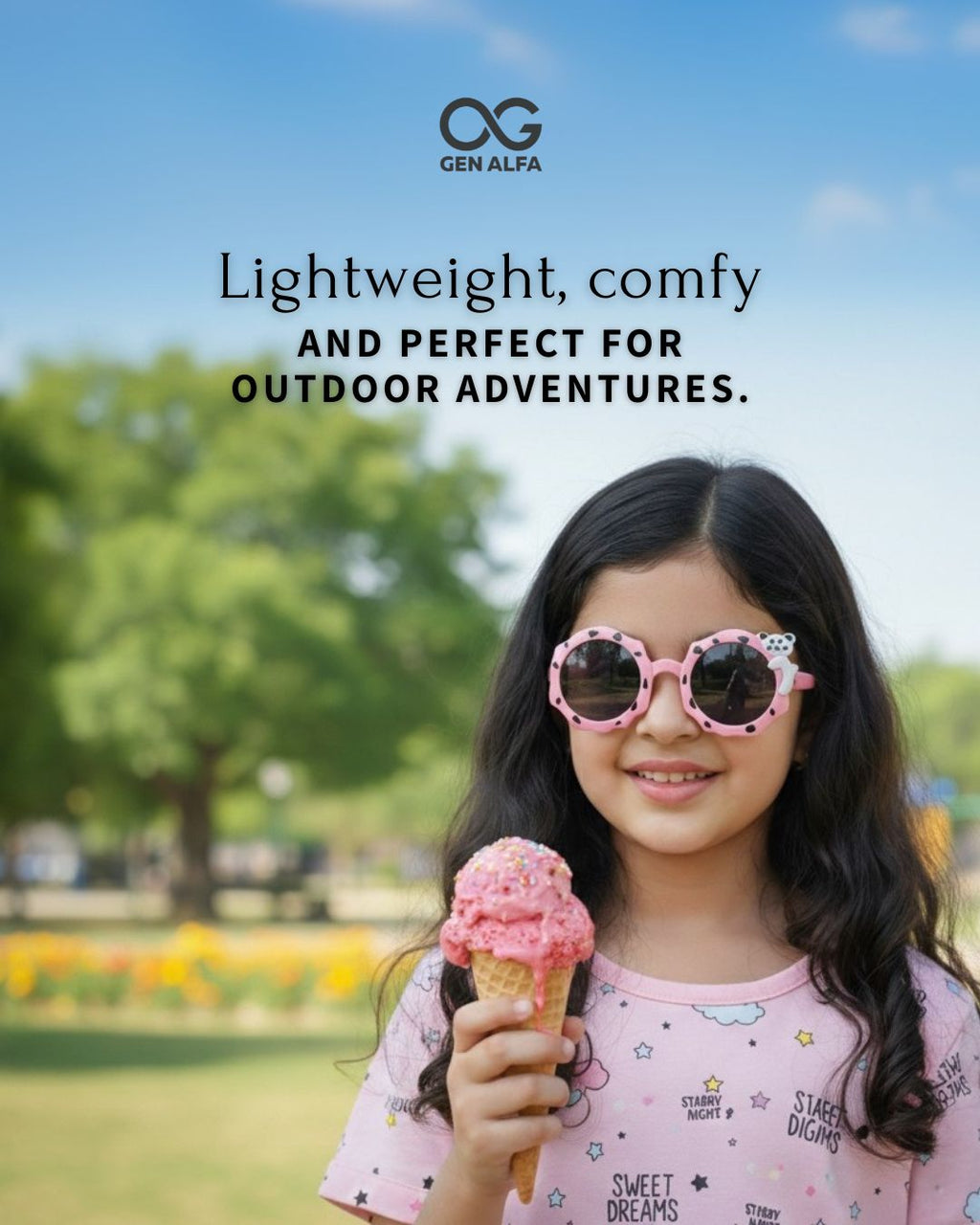 GEN ALFA Kids Sunglasses – Cute Bear Edition | UV400 Protection | Round Frame | Blue