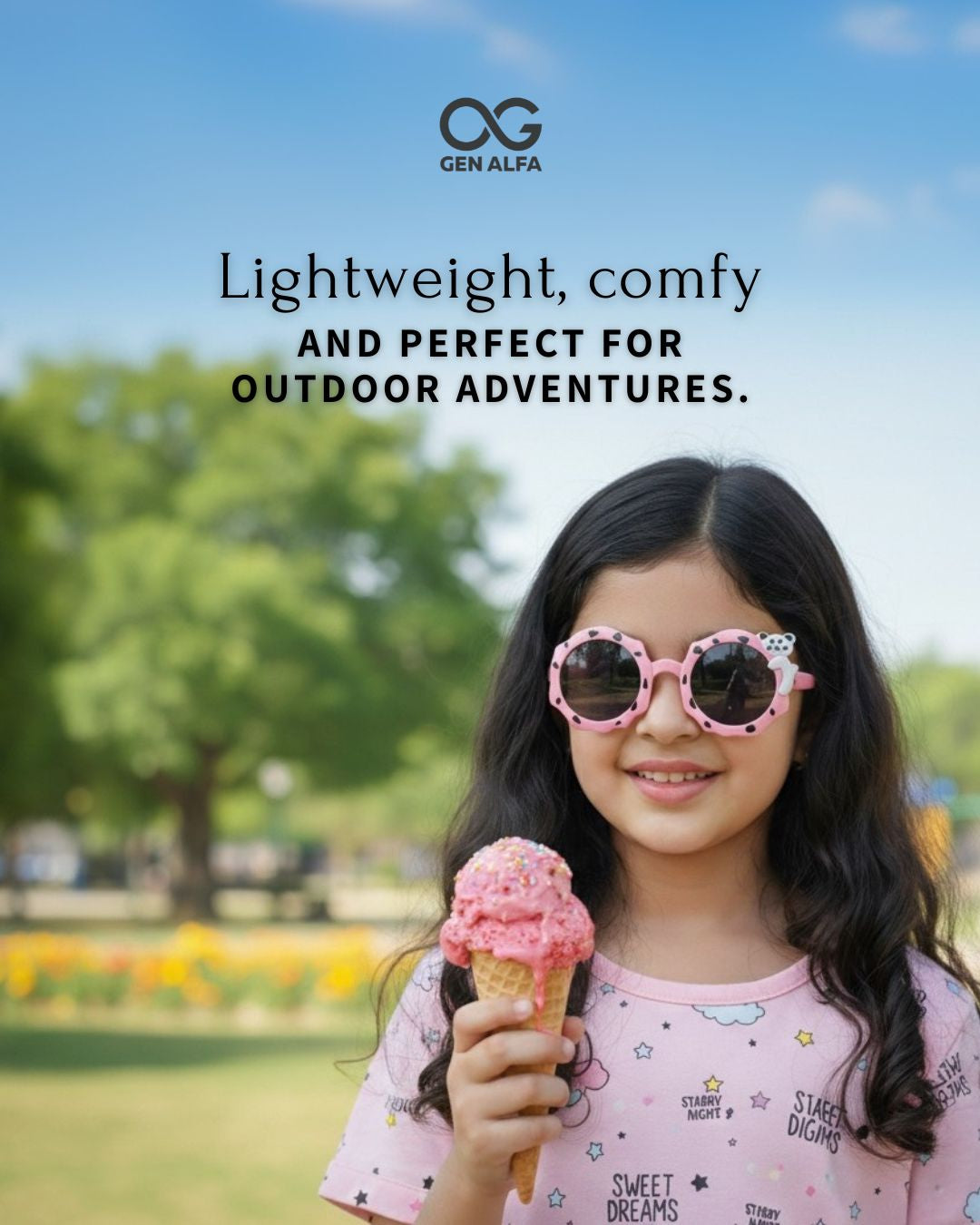 GEN ALFA Kids Sunglasses – Cute Bear Edition | UV400 Protection | Round Frame | Blue