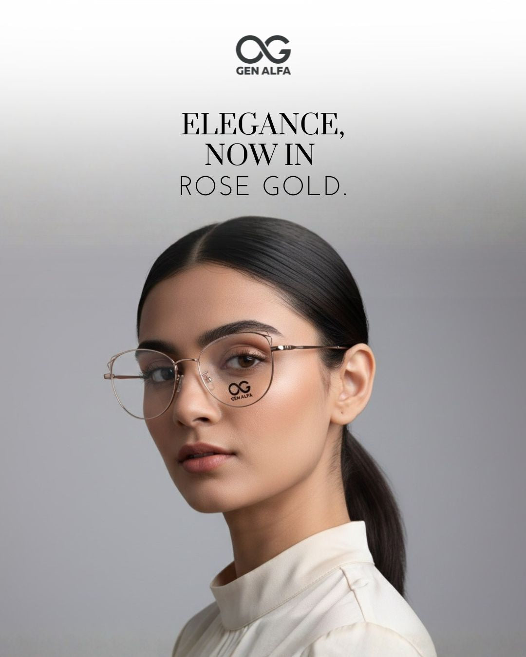 GEN ALFA AuraLite RoseGold Women’s Metal Round Spectacle Frame