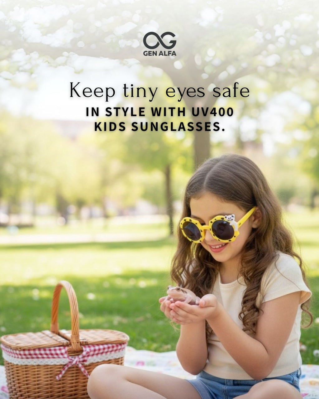 GEN ALFA Kids Sunglasses – Cute Bear Edition | UV400 Protection | Round Frame | Blue