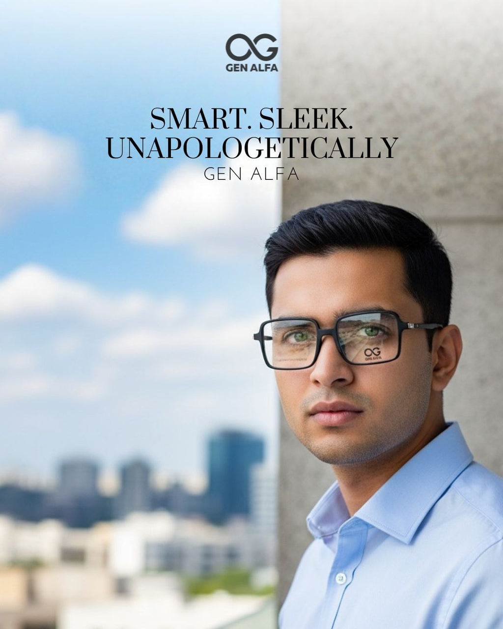 GEN ALFA BoldSquare Black Spectacles Frame for Men & Women – Lightweight Rectangular Design