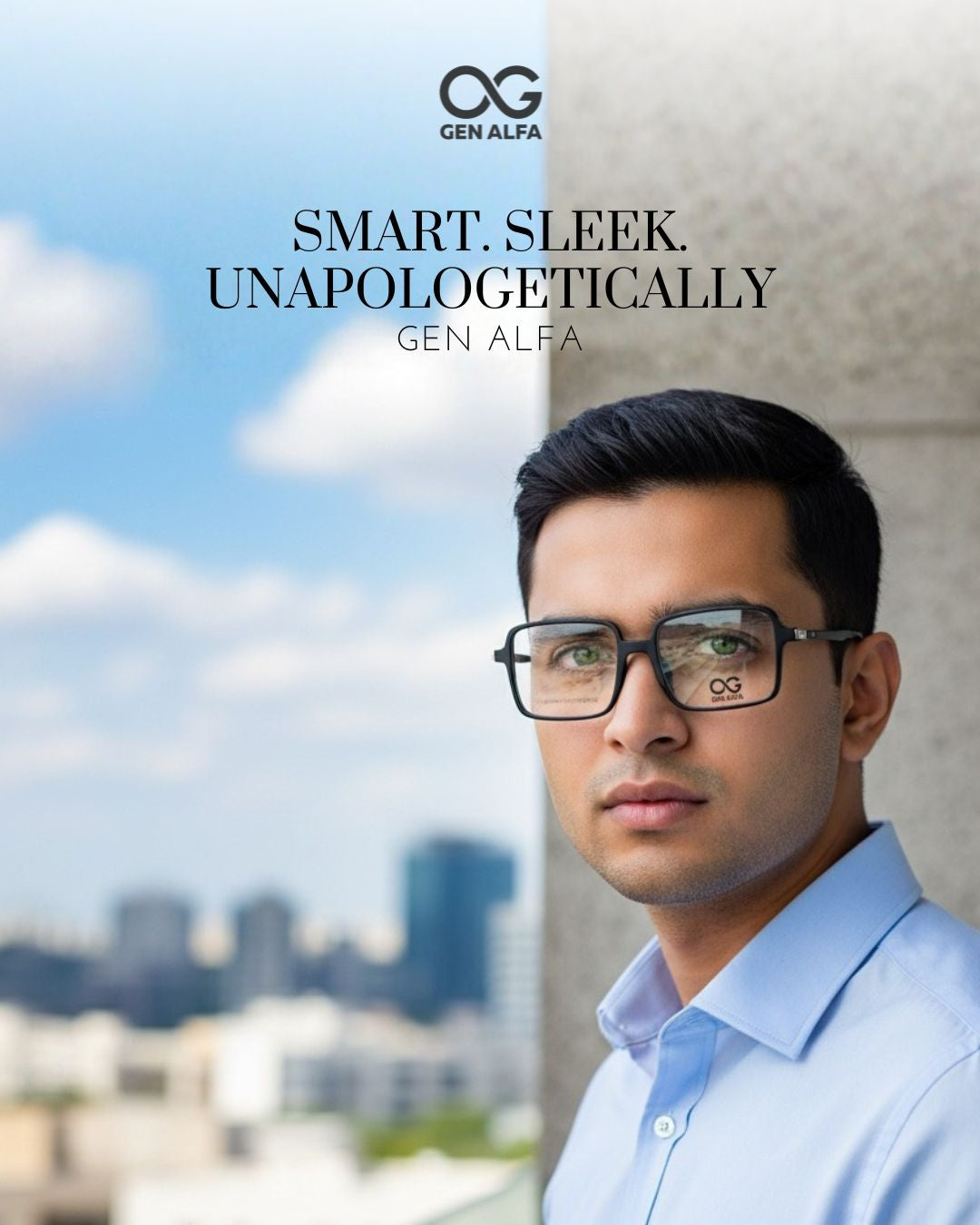 GEN ALFA BoldSquare Black Spectacles Frame for Men & Women – Lightweight Rectangular Design