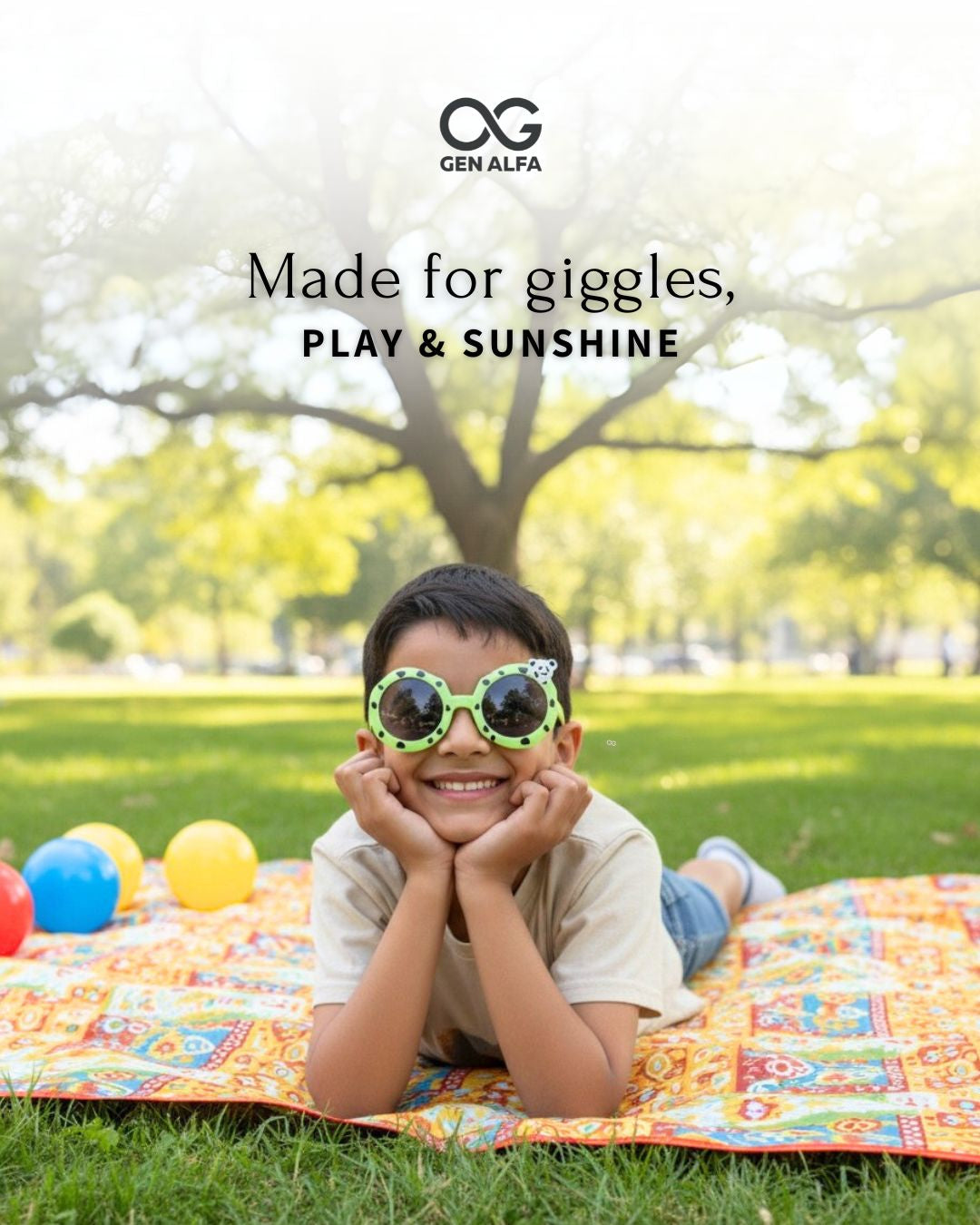 GEN ALFA Kids Sunglasses – Cute Bear Edition | UV400 Protection | Round Frame | Blue