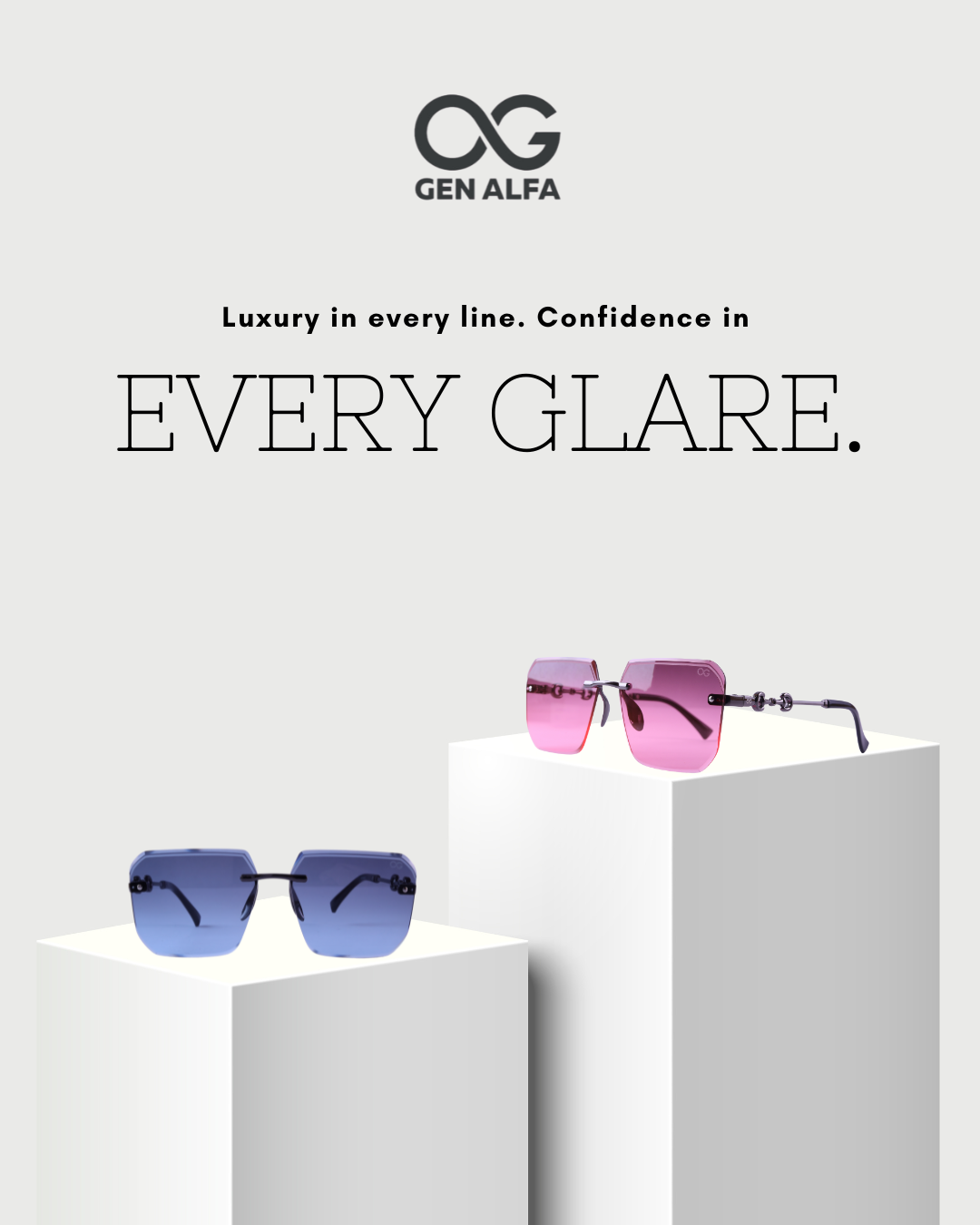 GEN ALFA Azure Diva Rimless Sunglasses for Women – Gradient Lenses