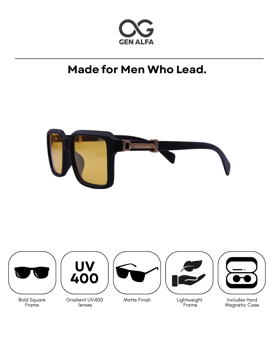 GEN ALFA NitroVision Yellow Lens Sunglasses for Men – Night Driving & Style