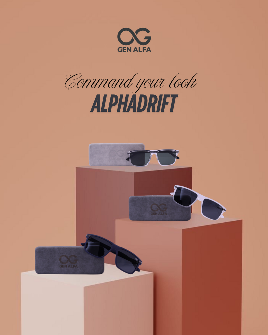 GEN ALFA AlphaDrift Polarised Sunglasses for Men – Matte Black | UV400, Lightweight, Street Style