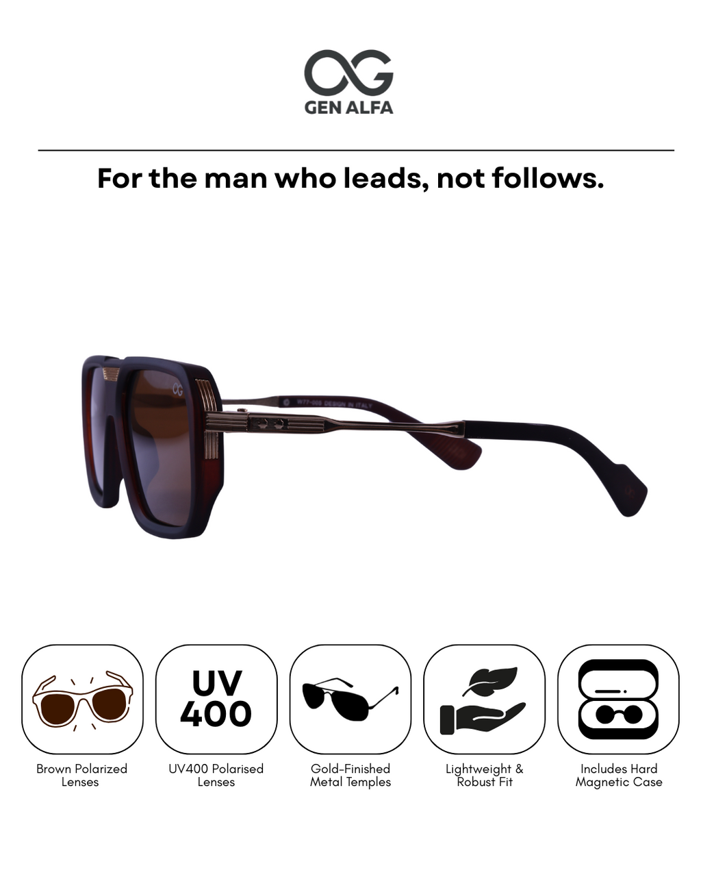 GEN ALFA Luxe Square Men’s Oversized Sunglasses – Gradient UV400