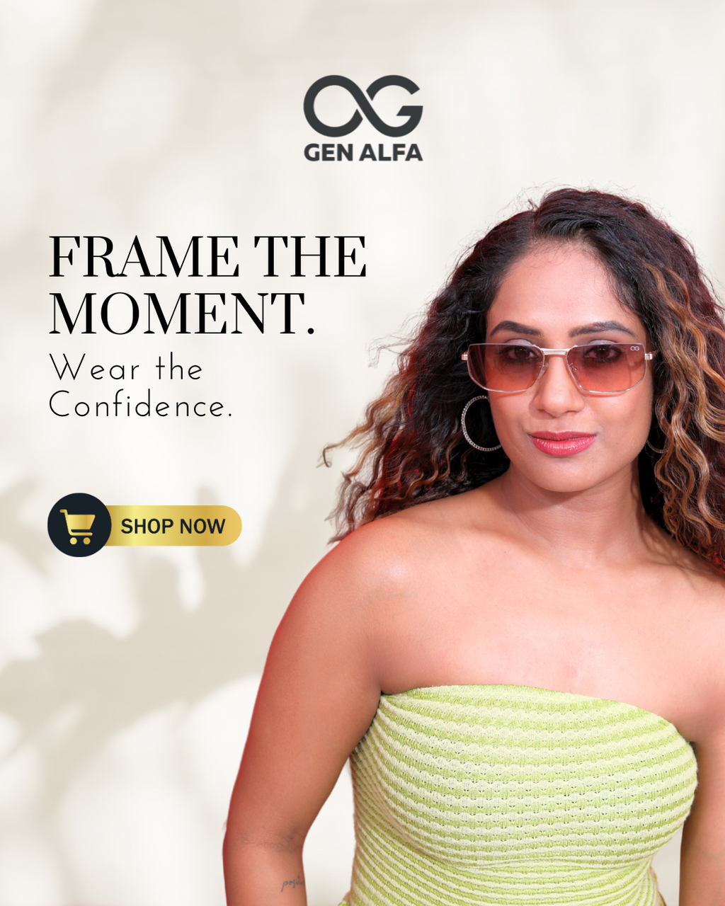 GEN ALFA Grace Luxe Women’s Sunglasses – Gold Frame with Brown Gradient UV400 Lenses