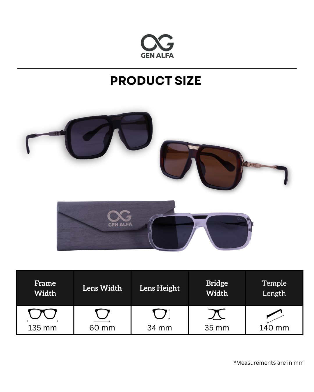 GEN ALFA Luxe Square Men’s Oversized Sunglasses – Gradient UV400