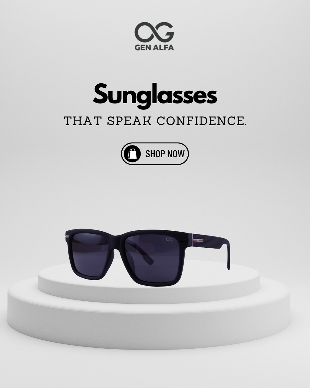 GEN ALFA Edge Men’s Sunglasses – Matte Black Polarized Square Frame