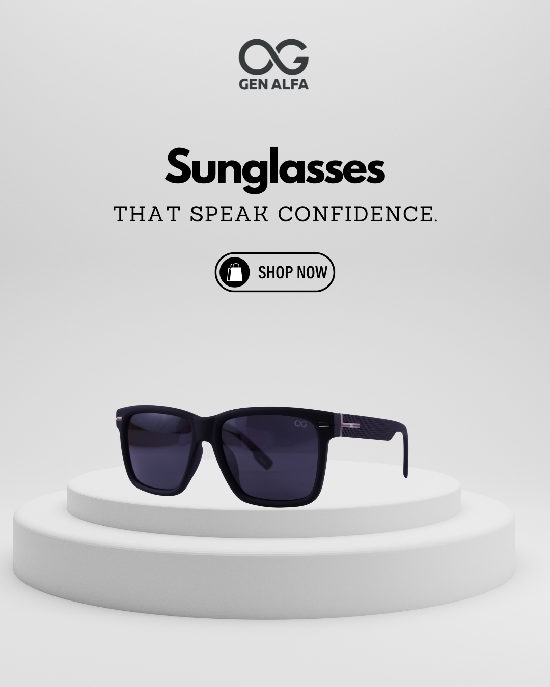 GEN ALFA Edge Men’s Sunglasses – Matte Black Polarized Square Frame