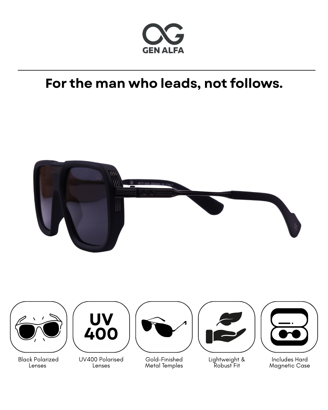 GEN ALFA Luxe Square Men’s Oversized Sunglasses – Gradient UV400