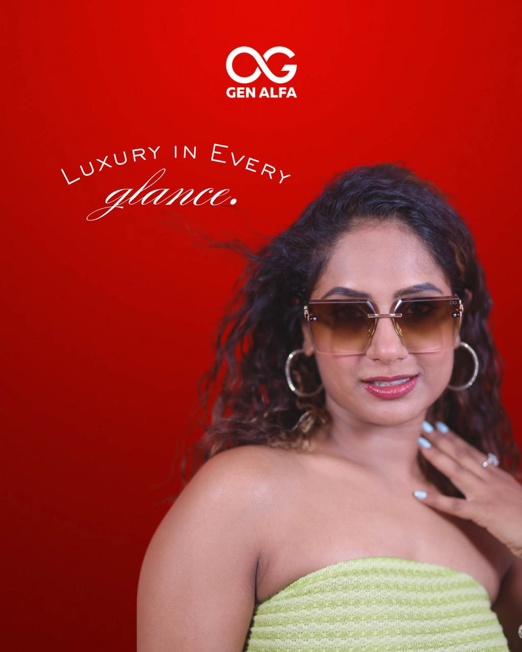 GEN ALFA Chain Luxe Women’s Sunglasses – Oversized Gradient Lenses with Gold Chain-Link Temples