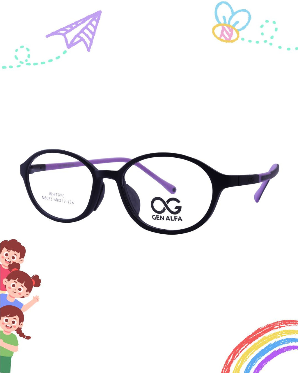 GEN ALFA FlexiJoy – Ultra Flexible Kids Optical Frame (Black & Purple)