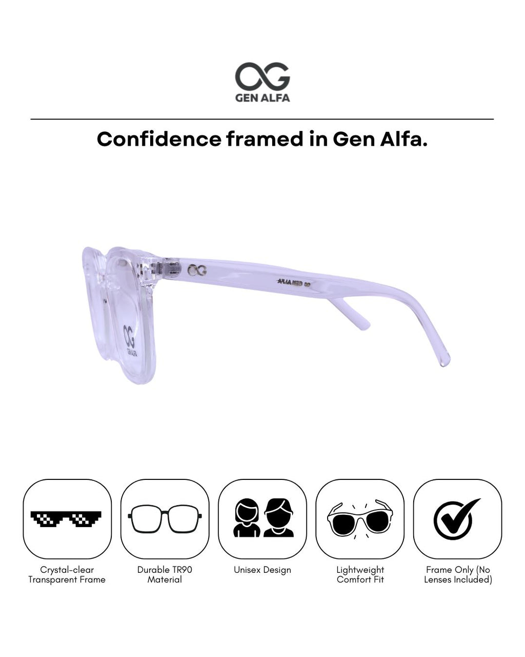 GEN ALFA ClearForm Edge – Transparent Unisex Optical Frame