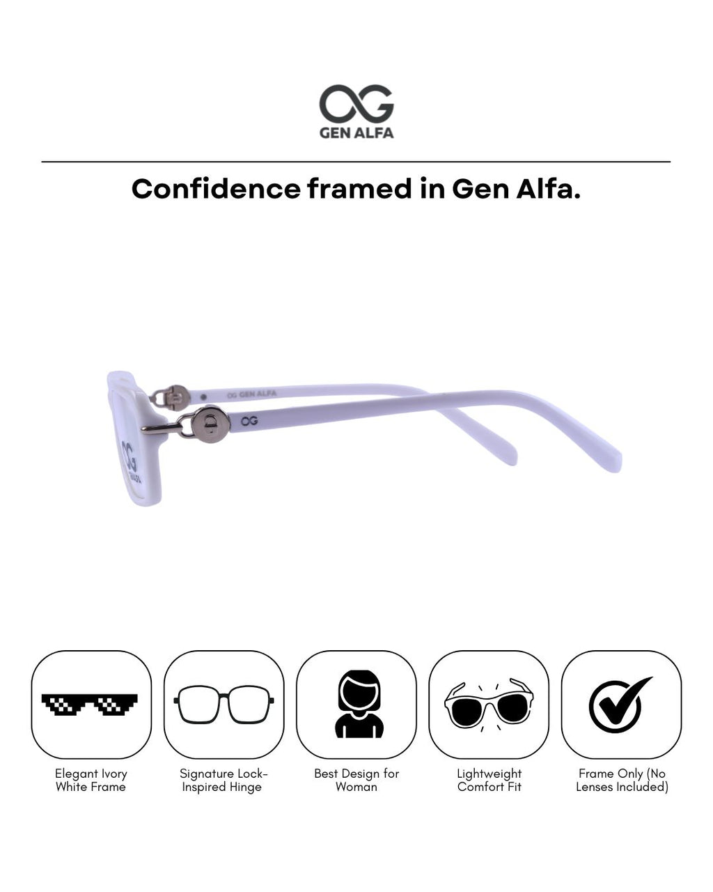 GEN ALFA Ivory Lock Chic Women’s Eyeglass Frame