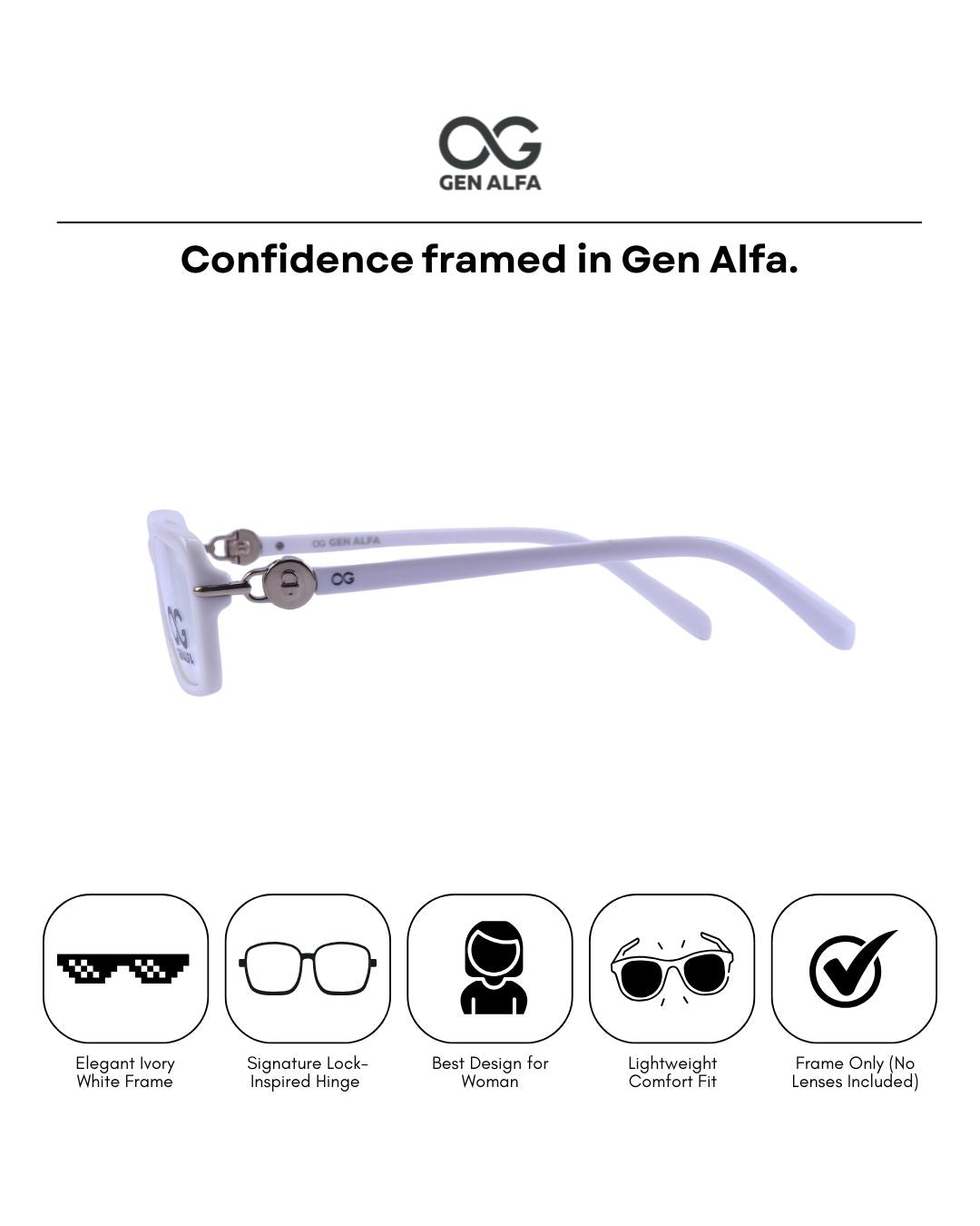 GEN ALFA Ivory Lock Chic Women’s Eyeglass Frame
