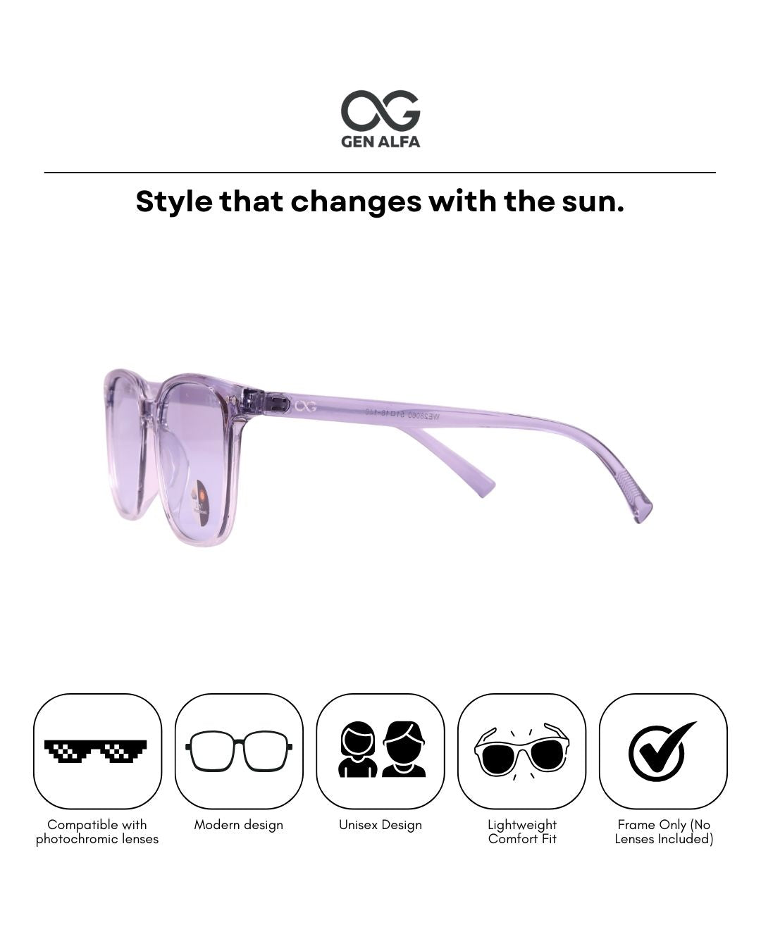 GEN ALFA AuraShift – Photochromic Unisex Optical Frame | Colour-Changing Eyeglasses | Blue & Clear