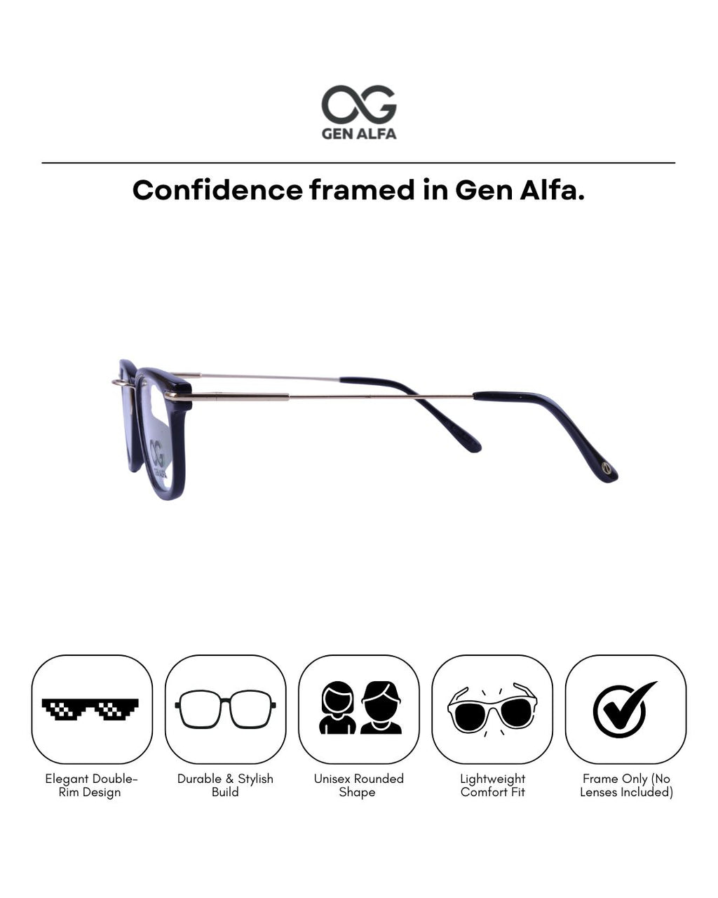 GEN ALFA Obsidian Edge Unisex Eyeglass Frame